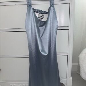 Elegant Silver Satin Dress